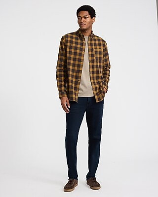 Grid Plaid Patch Pocket Stretch Flannel Shirt - image 4