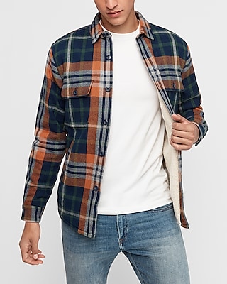 mens sherpa lined plaid jacket