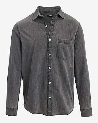 Gray Wash Pocket Denim Shirt