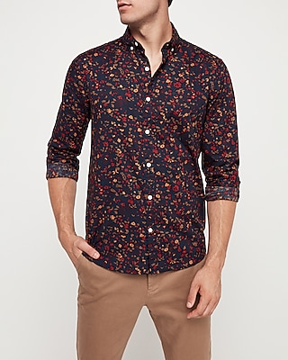 Slim Floral Button-down Shirt | Express