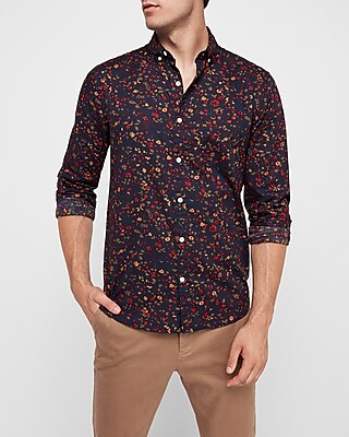 slim floral dress shirt