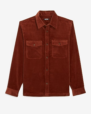 Solid Corduroy Shirt Jacket