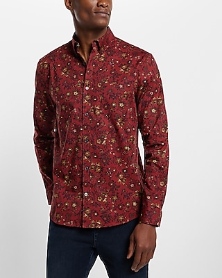 Floral Print Stretch Cotton Shirt | Express