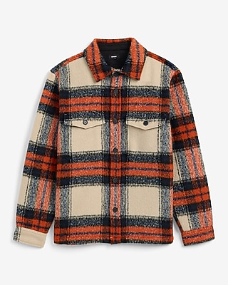 Plaid Double Pocket Flannel Shirt Jacket