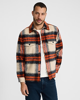 Plaid Double Pocket Flannel Shirt Jacket