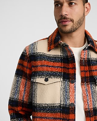 Plaid Double Pocket Flannel Shirt Jacket