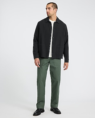 Textured Waffle Cotton Shirt Jacket