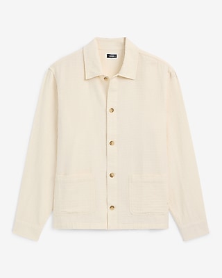 Textured Waffle Cotton Shirt Jacket - image 5