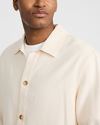 Textured Waffle Cotton Shirt Jacket - image 2