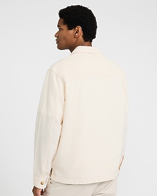 Textured Waffle Cotton Shirt Jacket - image 3