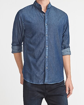 Men S Casual Shirts Plaid Denim Soft Wash Button Downs Express