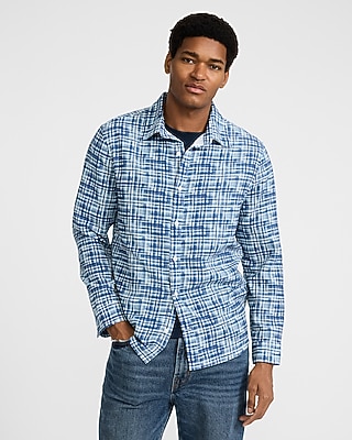 Textured Zig Zag Striped Short Sleeve Shirt | Express