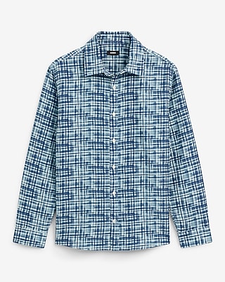 Textured Plaid Long Sleeve Shirt