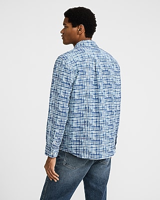 Textured Plaid Long Sleeve Shirt