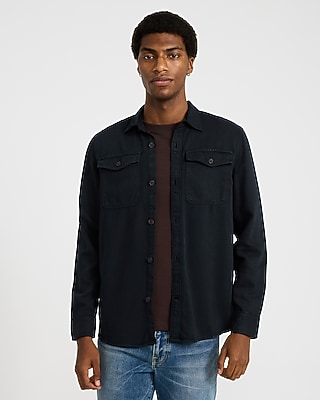 Double Flap Pocket Garment Wash Denim Shirt Jacket
