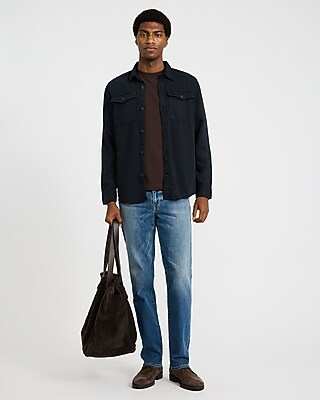 Double Flap Pocket Garment Wash Denim Shirt Jacket - thumbnail 4
