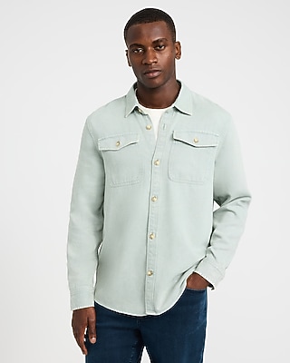 Double Flap Pocket Garment Wash Denim Shirt Jacket - thumbnail 10