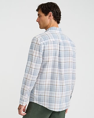 Plaid Cotton Long Sleeve Poplin Shirt