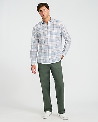 Plaid Cotton Long Sleeve Poplin Shirt