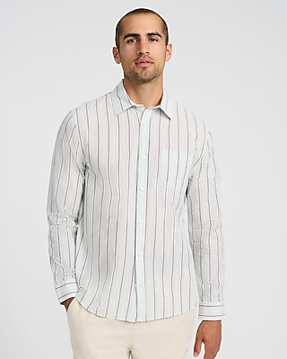 Striped Cotton Long Sleeve Poplin Shirt