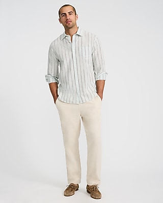 Striped Cotton Long Sleeve Poplin Shirt