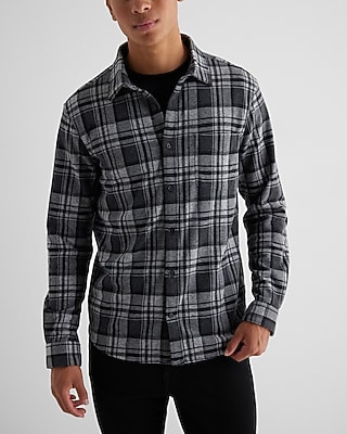 EX - LS SWTR FLANNEL LINDON PLAID 8676:BLUESTONE HEATHER:M