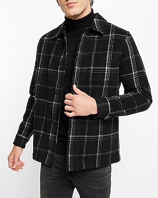 ジャケット・アウター POLYPLOID Bandcollar Wool Shirt Jacket Shop Lands' End Men's Wool Blend Shirt Jacket at Beverly