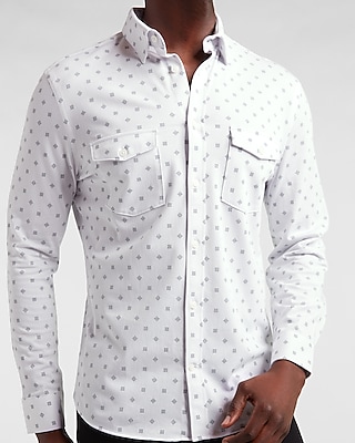 Slim Geo Print Soft Stretch Shirt