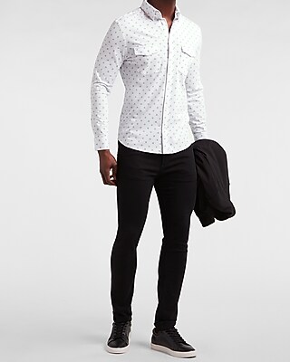 Slim Geo Print Soft Stretch Shirt