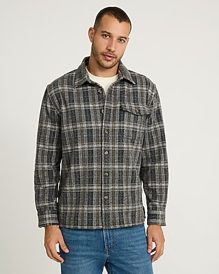 Plaid Button Pocket Brushed Sweater Flannel