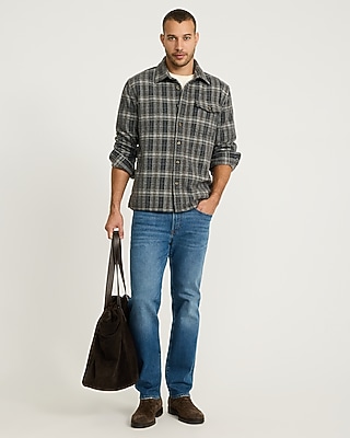 Plaid Button Pocket Brushed Sweater Flannel