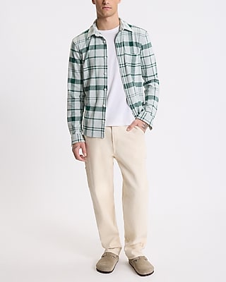 Plaid Single Pocket Stretch Sweater Flannel