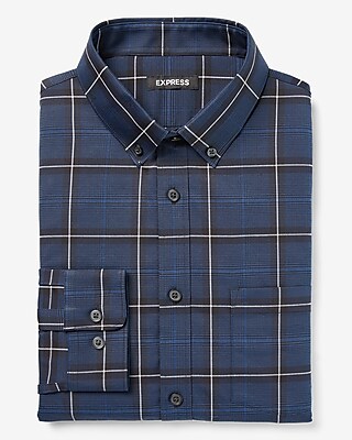 Slim Plaid Wrinkle-resistant Performance Dress Shirt | Express