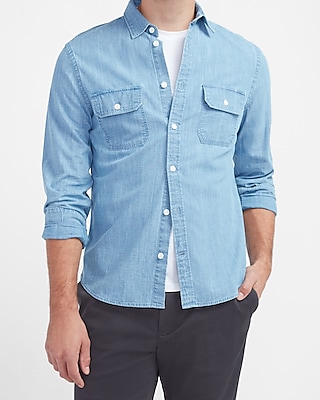 mens denim button down