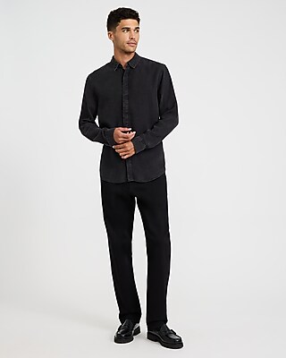 Covered Placket Long Sleeve Denim Soft Shirt