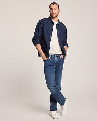 Denim Dark Wash Double Patch Pocket Shirt Jacket