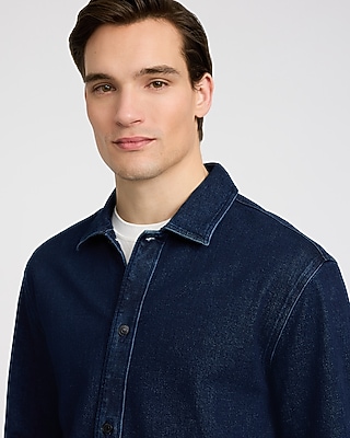 Denim Dark Wash Double Patch Pocket Shirt Jacket