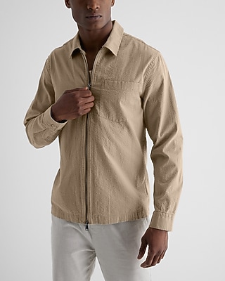 Seersucker Zip Shirt Jacket | Express