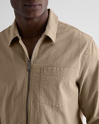 Seersucker Zip Shirt Jacket | Express