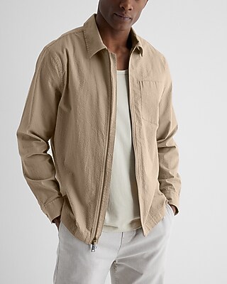 Seersucker Zip Shirt Jacket | Express