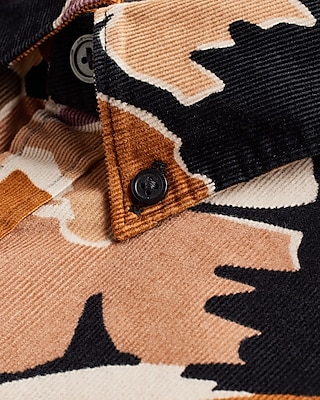 Floral Print Stretch Corduroy Shirt