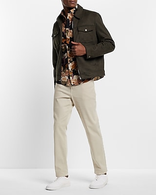 Floral Print Stretch Corduroy Shirt