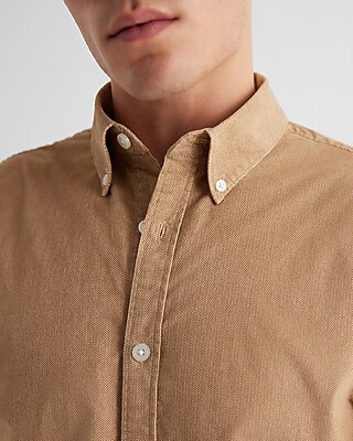 slim solid stretch corduroy shirt