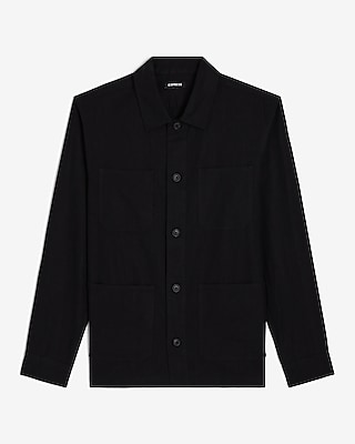 Linen-Blend Chore Shirt Jacket 