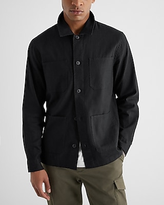 Linen-Blend Chore Shirt Jacket 