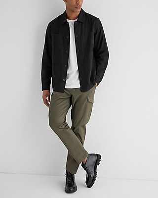 Linen-Blend Chore Shirt Jacket 