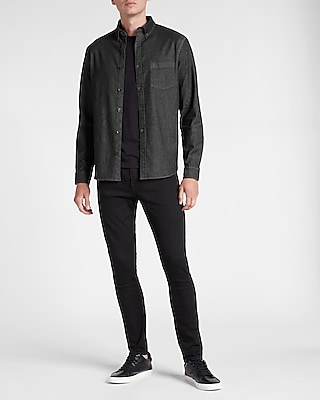 Black Hyper Stretch Denim Shirt