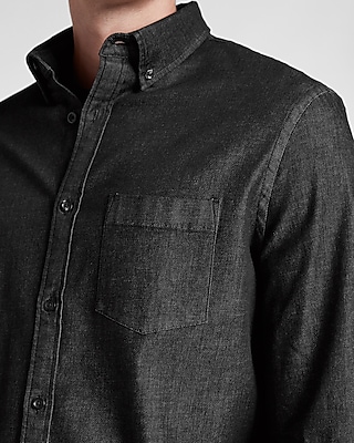 Black Hyper Stretch Denim Shirt