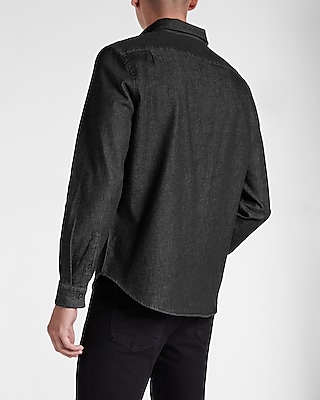 Black Hyper Stretch Denim Shirt