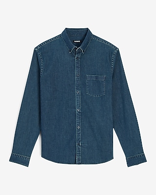 Dark Wash Hyper Stretch Denim Shirt